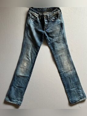 Diesel Joyce Distressed Denim Straight Leg Buttonfly Jeans Made in Italy Size 26